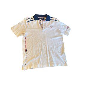 Paul & Shark Yachting Mens Polo Shirt White Cotton Competition Logo Size M